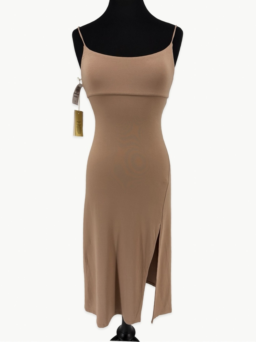 Wilfred New Dreamweaver Dress Size Small Gold Camel Strappy Midi NWT Thigh Slit